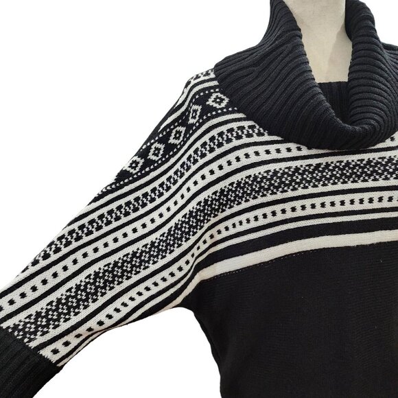 Dressbarn Womens Black And White‎ Sweater Cowl Neck Size Medium - Picture 7 of 14